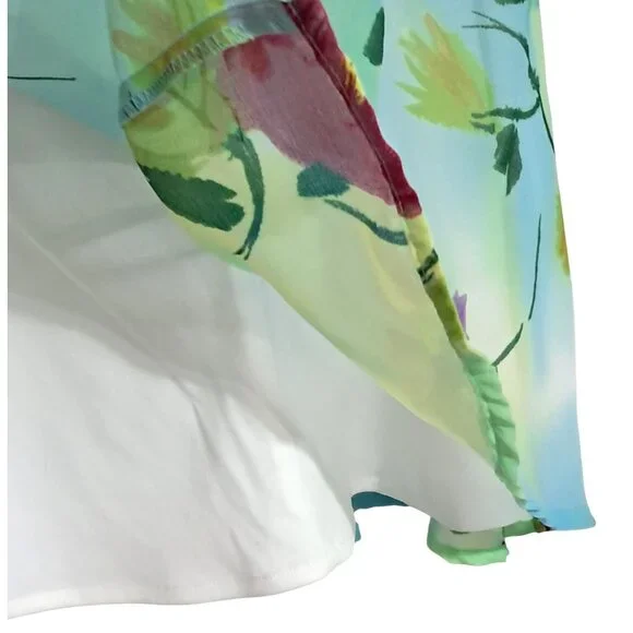 Xoxo Mini Skirt Womens Size 7 Floral Print Y2K Skater Polyester Made In USA - Picture 9 of 12